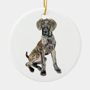 Great Dane Brindle Puppy Keramikornament