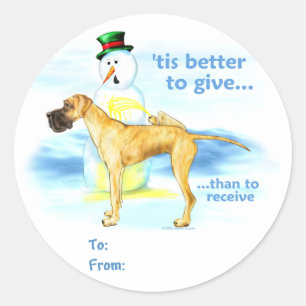 Great Dane BTG Brindle UC Gift Tags Runder Aufkleber