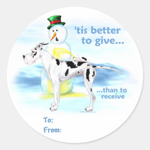 Great Dane BTG Harlequin Gift Tags Runder Aufkleber