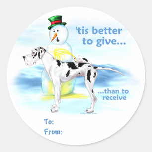 Great Dane BTG Harlequin UC Gift Tags Runder Aufkleber