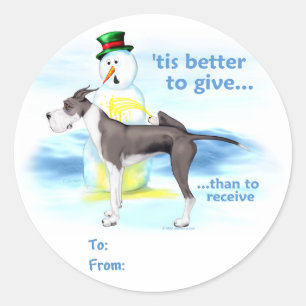 Great Dane BTG Mantle Gift Tags Runder Aufkleber