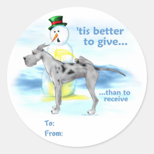 Great Dane BTG Merle Gift Tags Runder Aufkleber