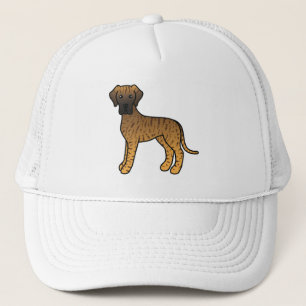 Great Dane Cartoon-Illustration mit Tigerstreifen Truckerkappe