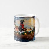 Great Dane Christmas Boat Holiday Kaffeetasse (VorderseiteRechts)