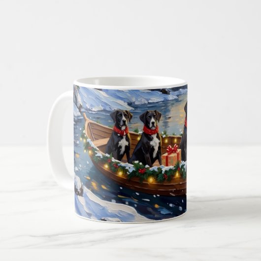 Great Dane Christmas Boat Holiday Kaffeetasse (Vorderseite Links)