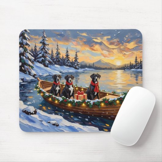 Great Dane Christmas Boat Holiday Mousepad (Mit Mouse)