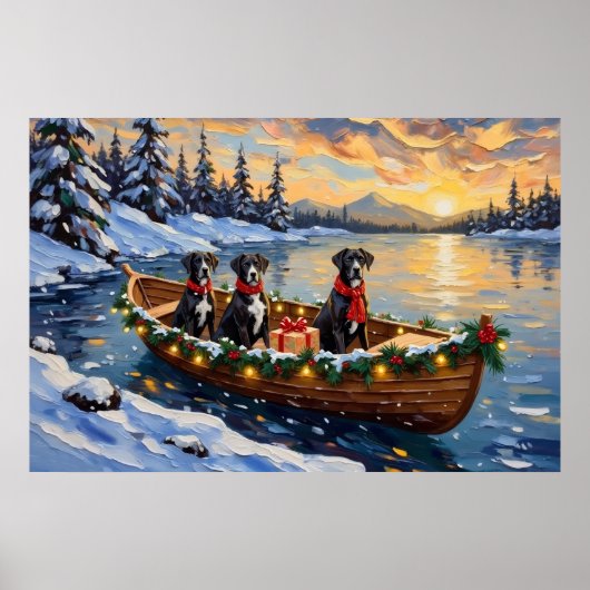 Great Dane Christmas Boat Holiday Poster (Vorne)