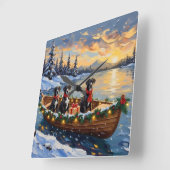 Great Dane Christmas Boat Holiday Quadratische Wanduhr (Winkel)