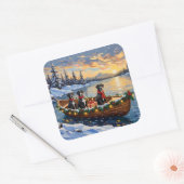 Great Dane Christmas Boat Holiday Quadratischer Aufkleber (Umschlag)