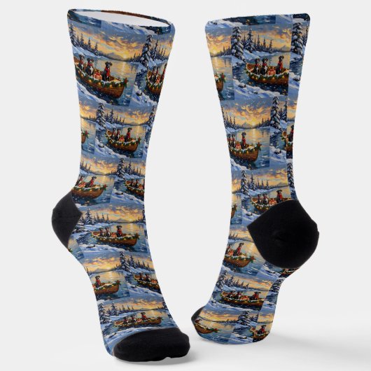 Great Dane Christmas Boat Holiday Socken (Gewinkelt)