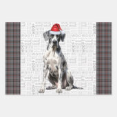 Great Dane Christmas Dog Red Grau Kariert Geschenkpapier Set (Vorderseite)