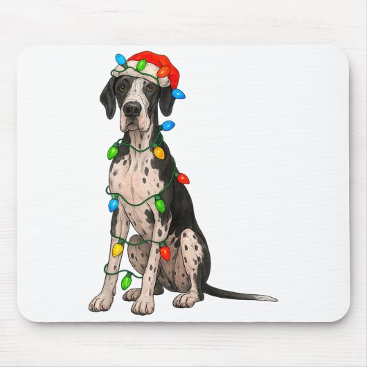 Great Dane Christmas Lights Dog Lover Xmas Pajama  Mousepad (Vorne)