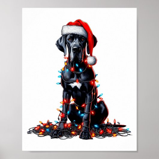 Great Dane Christmas Lights Dog Lover Xmas Pajama Poster (Vorne)