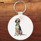 Great Dane Christmas Lights Dog Lover Xmas Pajama Schlüsselanhänger (Vorderseite)