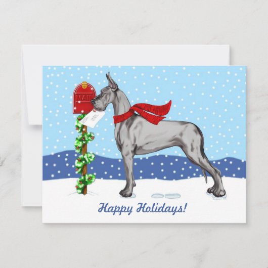 Great Dane Christmas Mail Black Einladung (Vorderseite)