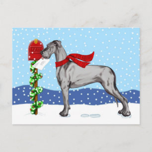 Great Dane Christmas Mail Black UC Feiertagspostkarte