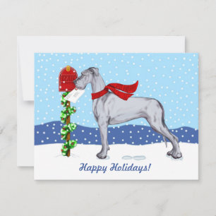 Great Dane Christmas Mail Blue UC Einladung