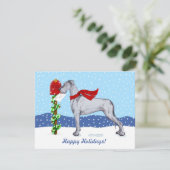 Great Dane Christmas Mail Blue UC Einladung (Stehend Vorderseite)