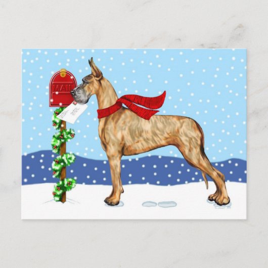 Great Dane Christmas Mail Brindle Feiertagspostkarte (Vorderseite)