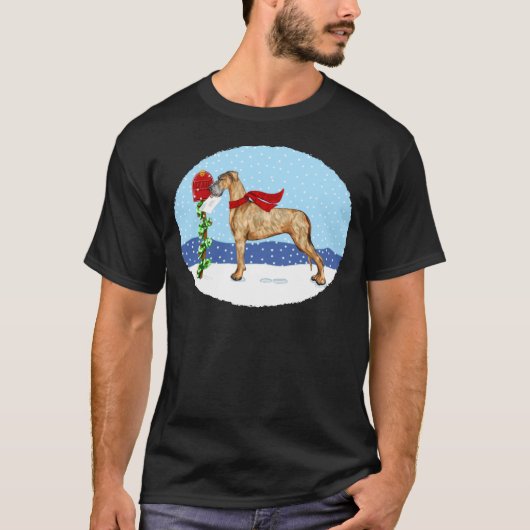 Great Dane Christmas Mail Brindle UC T-Shirt (Vorderseite)
