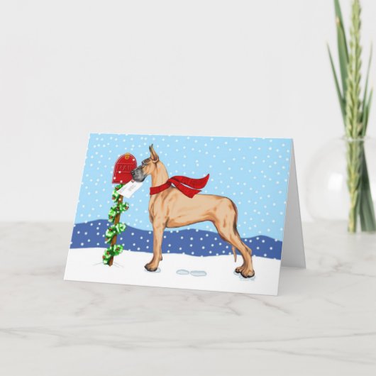 Great Dane Christmas Mail Fawn Feiertagskarte (Vorderseite)