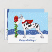 Great Dane Christmas Mail Harlequin Einladung (Vorne/Hinten)