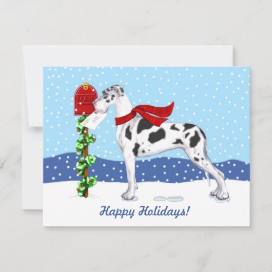 Great Dane Christmas Mail Harlequin UC Einladung (Vorderseite)