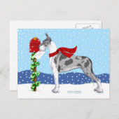 Great Dane Christmas Mail Merle Feiertagspostkarte (Vorne/Hinten)