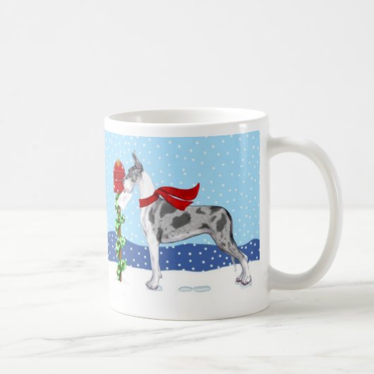 Great Dane Christmas Mail Merle Kaffeetasse (Rechts)