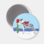 Great Dane Christmas Mail Merle UC Magnet (Vorderseite/Rückseite)