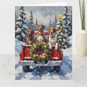 Great Dane Christmas Red Truck Holiday Karte (Vorderseite)