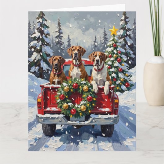 Great Dane Christmas Red Truck Holiday Karte (Vorderseite)