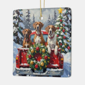 Great Dane Christmas Red Truck Holiday Keramikornament (Links)