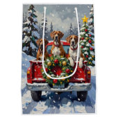 Great Dane Christmas Red Truck Holiday Mittlere Geschenktüte (Rückseite)
