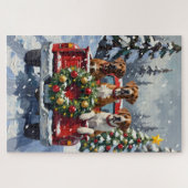 Great Dane Christmas Red Truck Holiday Puzzle (Horizontal)
