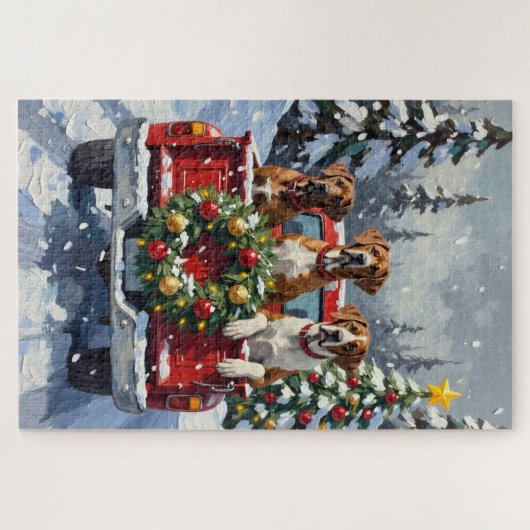 Great Dane Christmas Red Truck Holiday Puzzle (Horizontal)