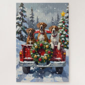 Great Dane Christmas Red Truck Holiday Puzzle (Vertikal)