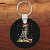 Great Dane Christmas Santa Hat Fairy Lights Pajama Schlüsselanhänger (Vorderseite)