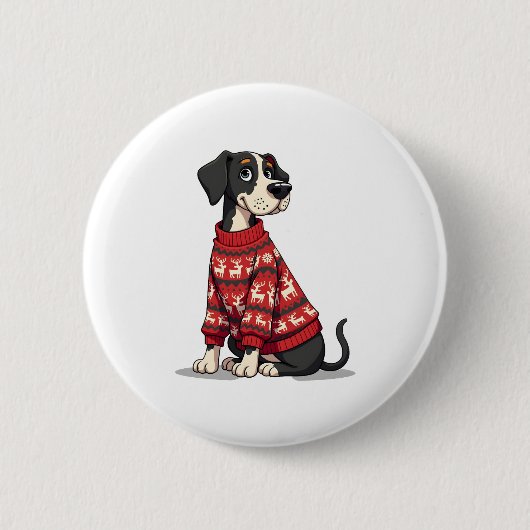 Great Dane Christmas Sweater Hund Button (Vorderseite)
