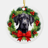 Great Dane Christmas Wreath Keramik Ornament (Vorne)
