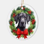 Great Dane Christmas Wreath Keramik Ornament (Links)