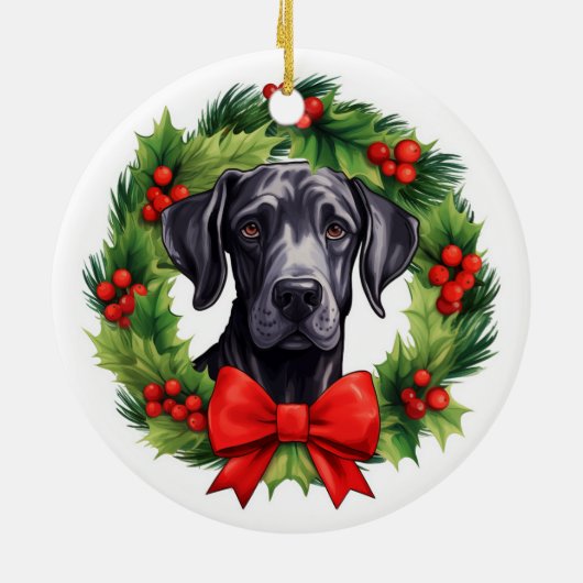 Great Dane Christmas Wreath Keramik Ornament (Hinten)