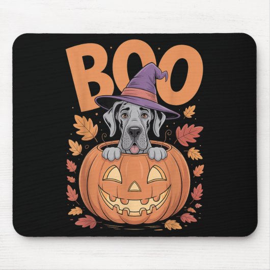 Great Dane Costume On Pumpkin Halloween Great Dane Mousepad (Vorne)