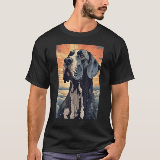 Great Dane Dog Aesthetic Japanese Ukiyo e 1 T-Shirt (Vorderseite)