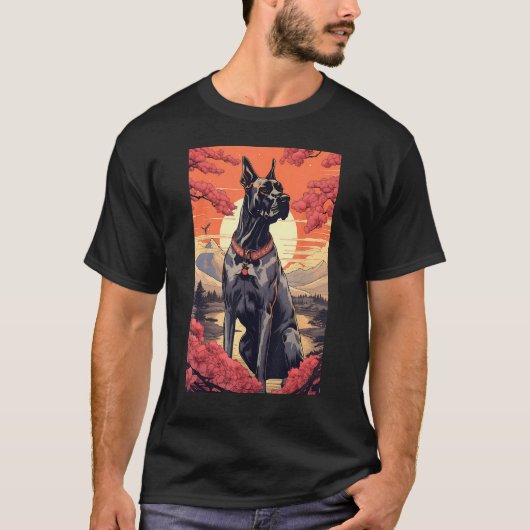 Great Dane Dog Aesthetic Japanese Ukiyo e 2 T-Shirt (Vorderseite)