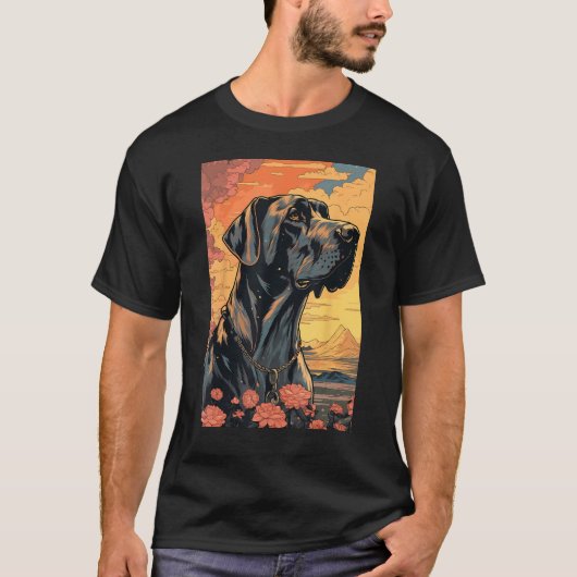Great Dane Dog Aesthetic Japanese Ukiyo e 3 T-Shirt (Vorderseite)