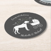 Great Dane Dog Baby Dusche Welpe Grau Runder Pappuntersetzer (Angewinkelt)