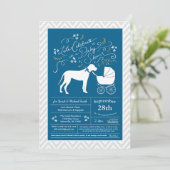 Great Dane Dog Baby Shower Blue Boy Einladung (Stehend Vorderseite)