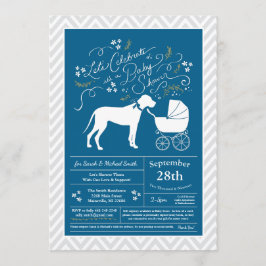 Great Dane Dog Baby Shower Blue Boy Einladung
