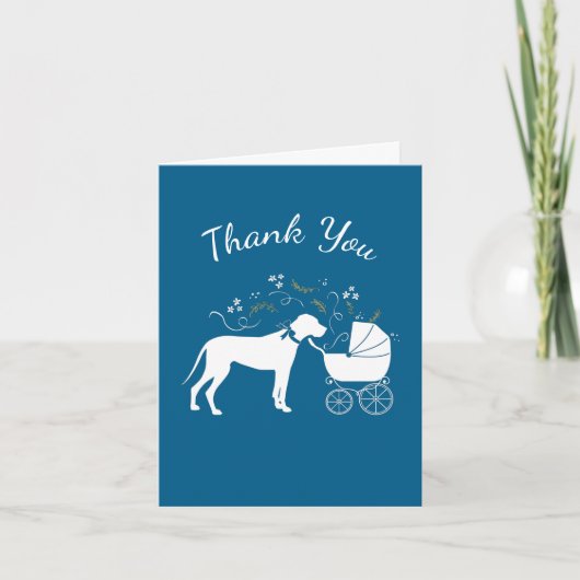 Great Dane Dog Baby Shower Welpe Blue Boy Dankeskarte (Vorderseite)